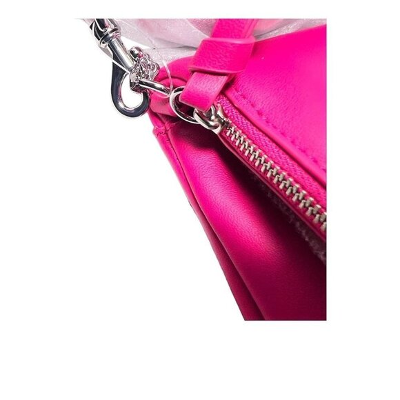 Rebecca Minkoff Womens Hot Pink Leather Fold Over Chain Strap Crossbody Bag New - Picture 9 of 16